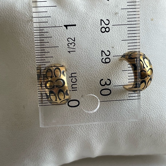 Coach Elegant Gold and Black Hoop Earrings - Picture 7 of 9